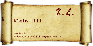 Klein Lili névjegykártya